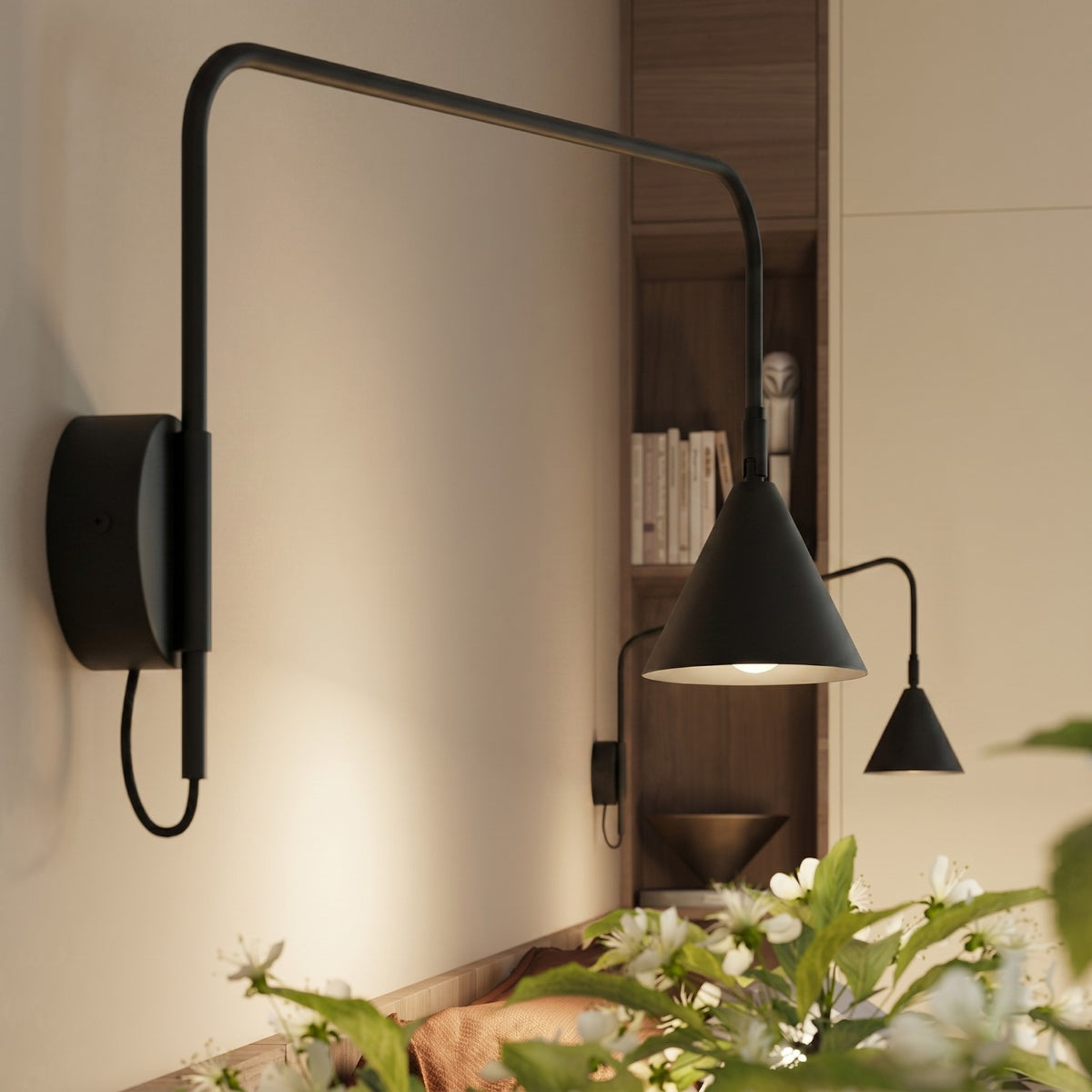 Wall lamp NOX 1 black with a switch