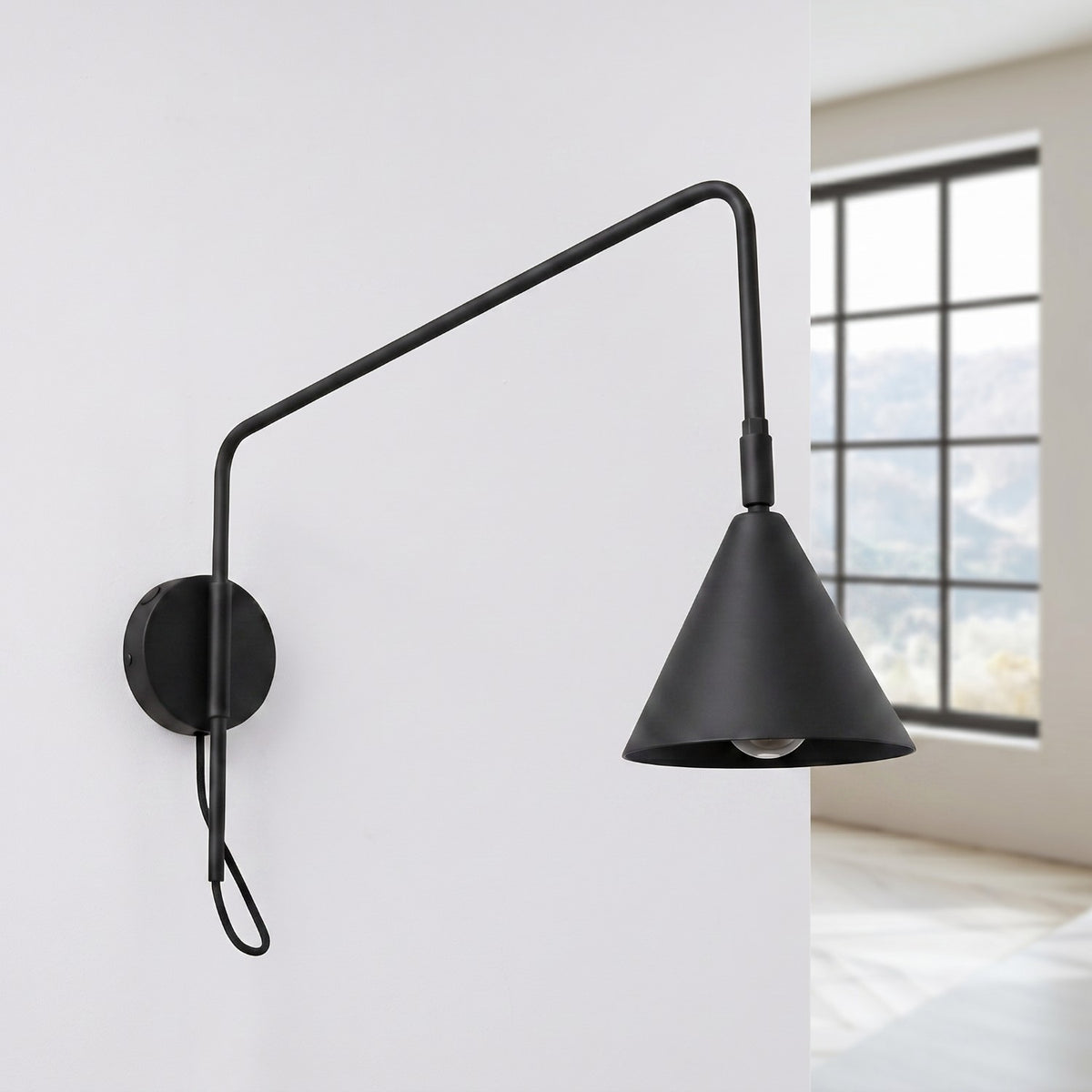 Wall lamp NOX 1 black with a switch