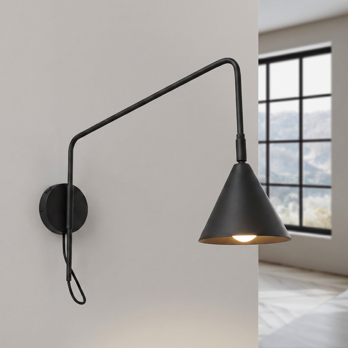 Wall lamp NOX 1 black with a switch