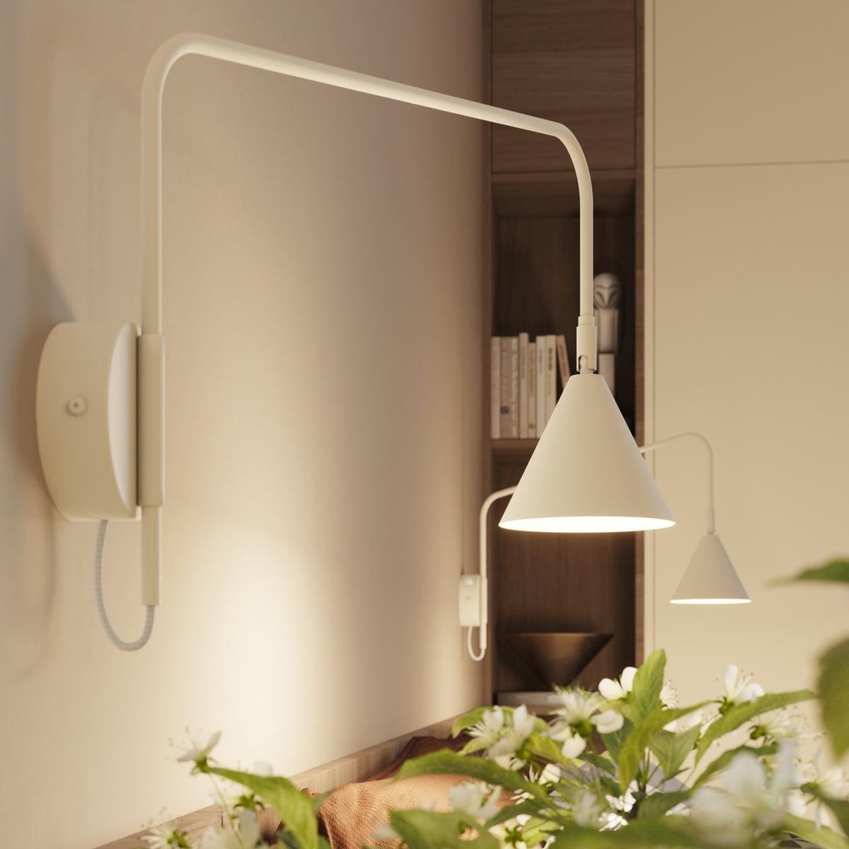 Wall lamp NOX 1 beige with a switch