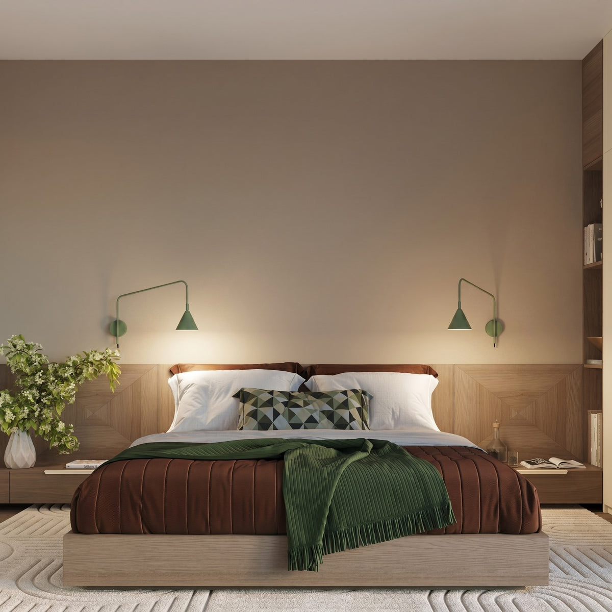 Wall lamp NOX 1 olive green with a switch
