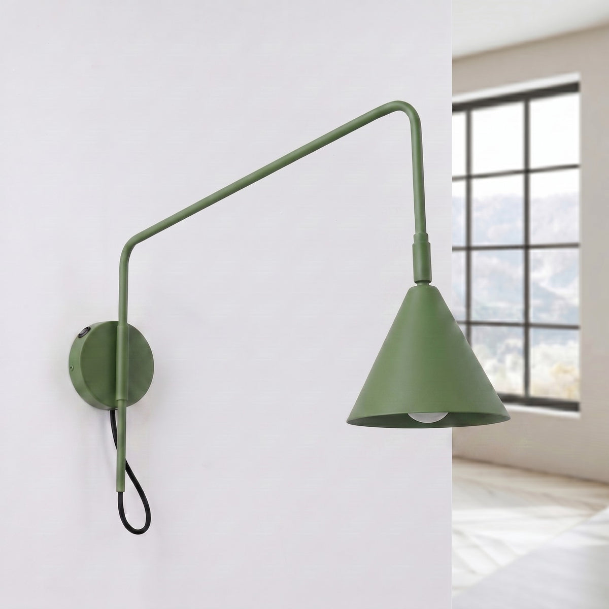 Wall lamp NOX 1 olive green with a switch