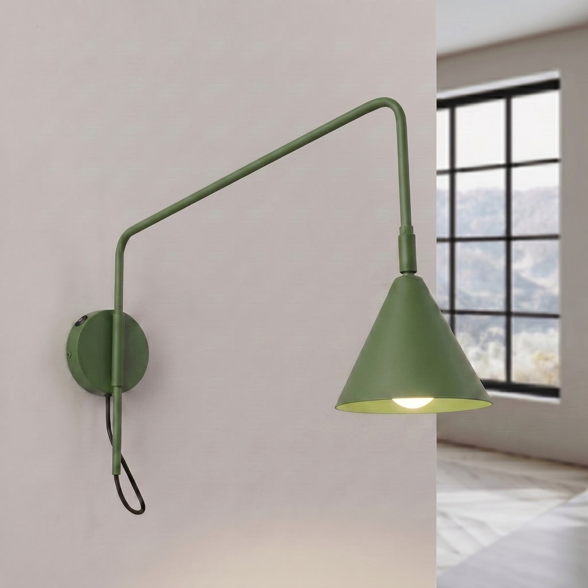 Wall lamp NOX 1 olive green with a switch
