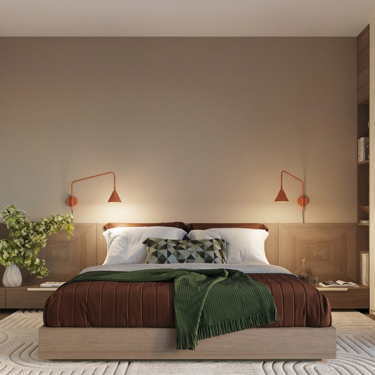 Wall lamp NOX 1 red ochre with a switch