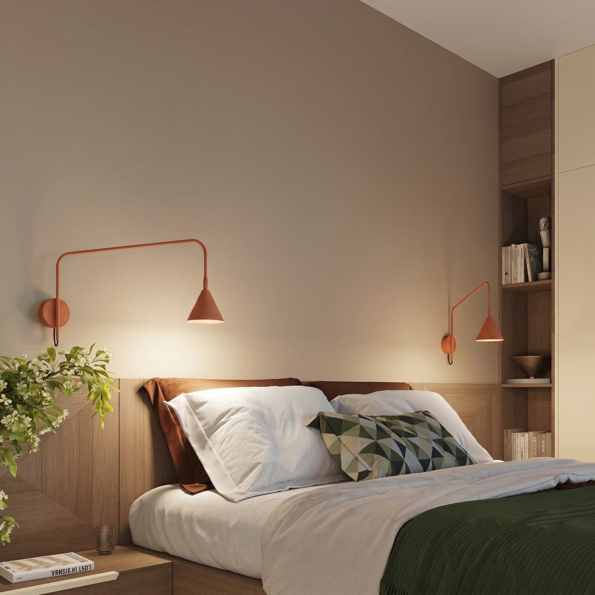 Wall lamp NOX 1 red ochre with a switch