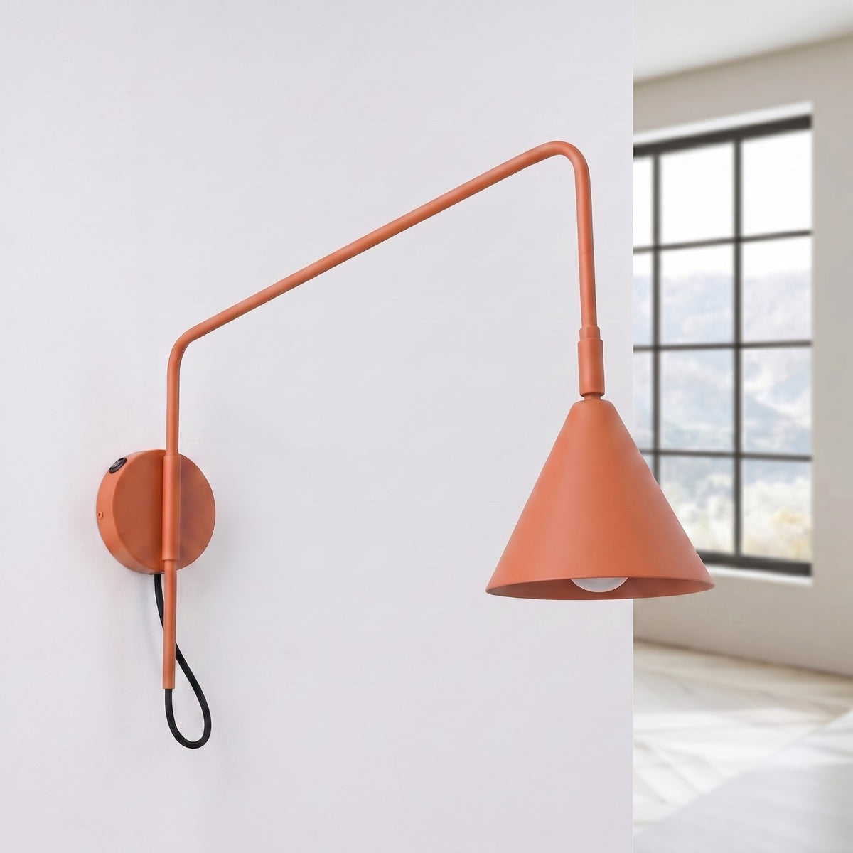 Wall lamp NOX 1 red ochre with a switch