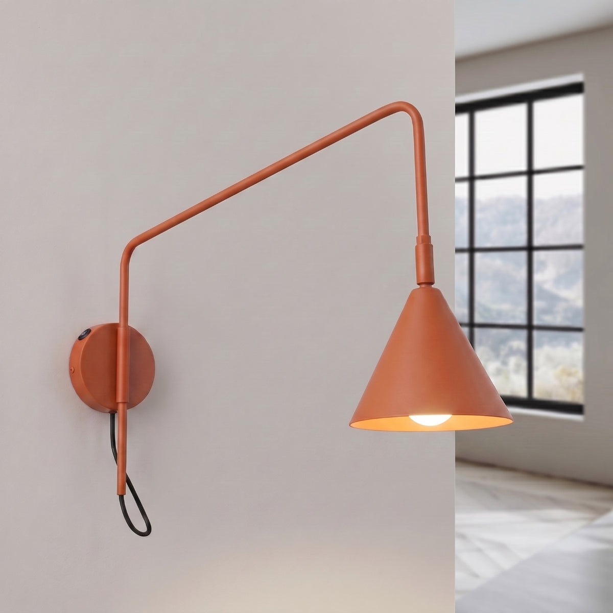 Wall lamp NOX 1 red ochre with a switch