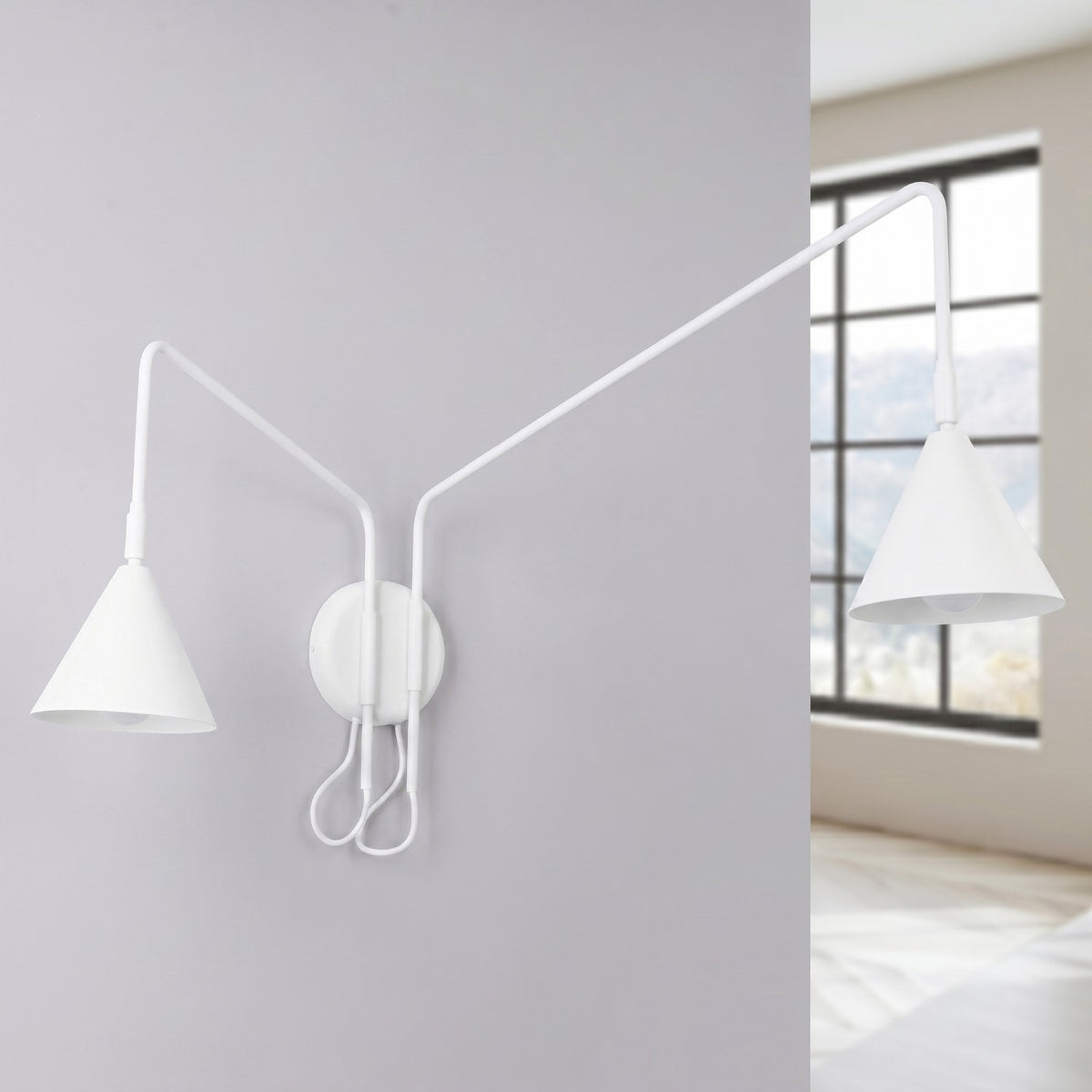 Wall lamp NOX 2 white with a switch