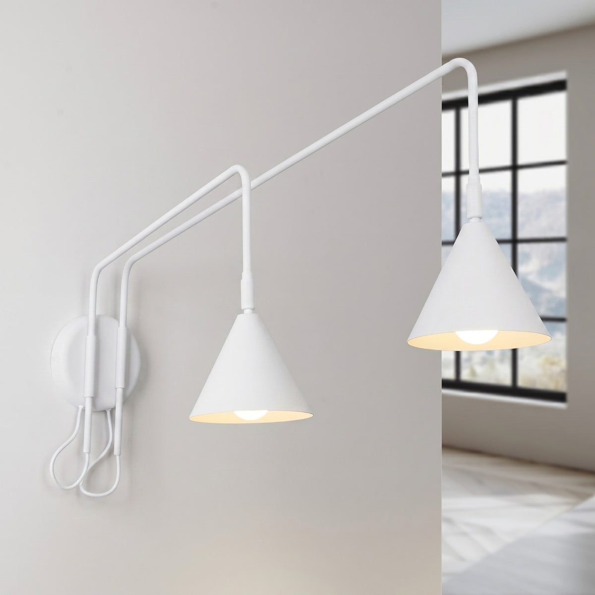 Wall lamp NOX 2 white with a switch