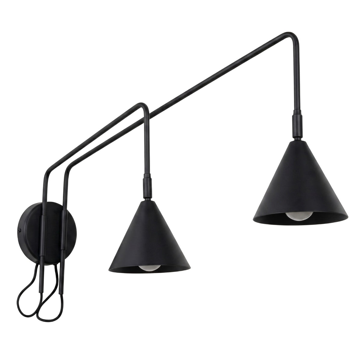 Wall lamp NOX 2 black with a switch