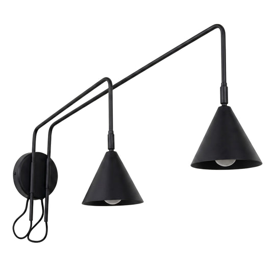 Wall lamp NOX 2 black with a switch