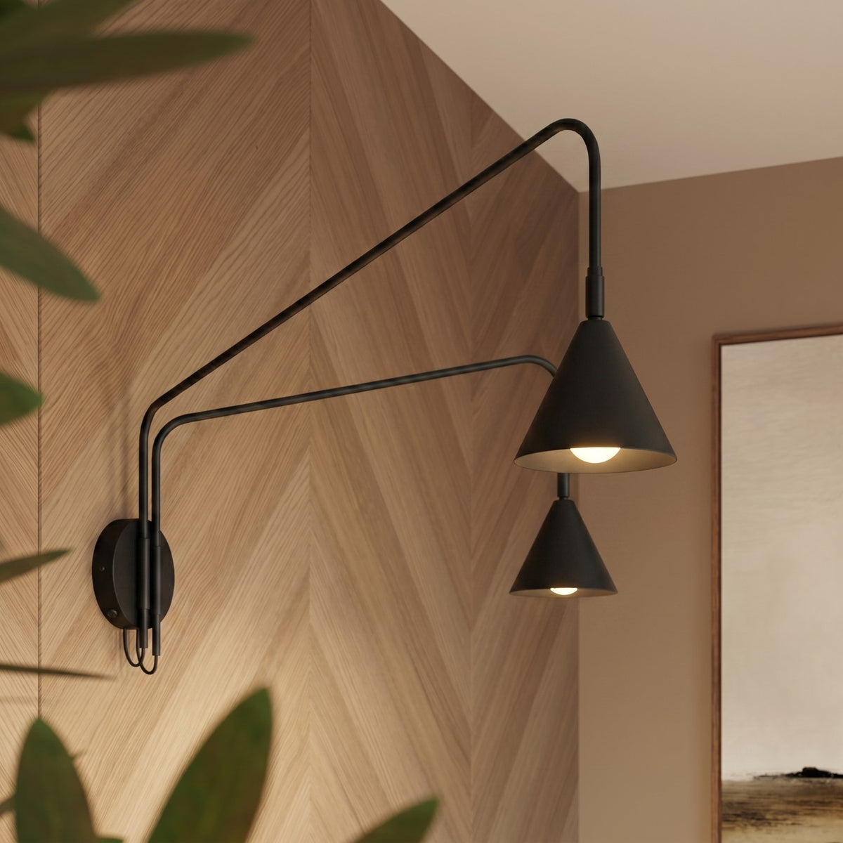 Wall lamp NOX 2 black with a switch