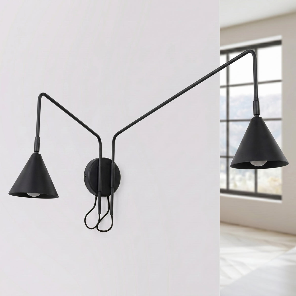 Wall lamp NOX 2 black with a switch