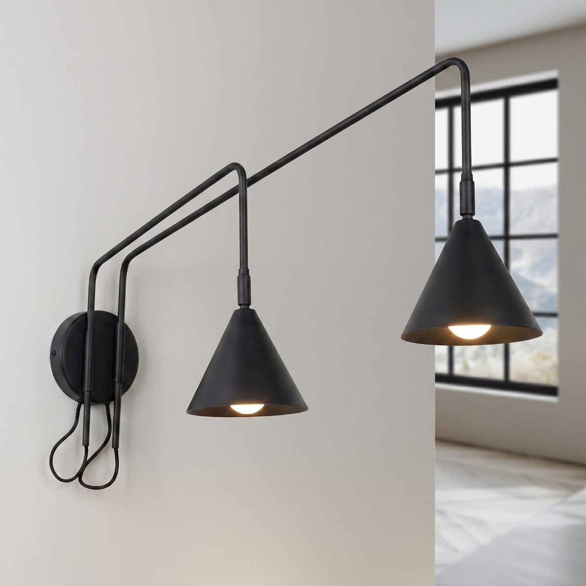 Wall lamp NOX 2 black with a switch