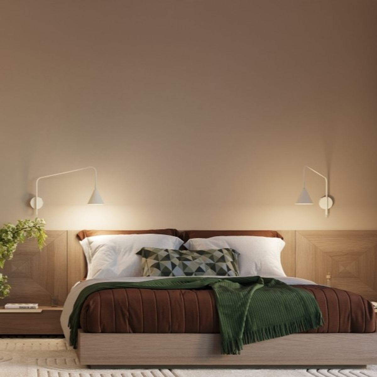 Wall lamp NOX 2 beige with a switch