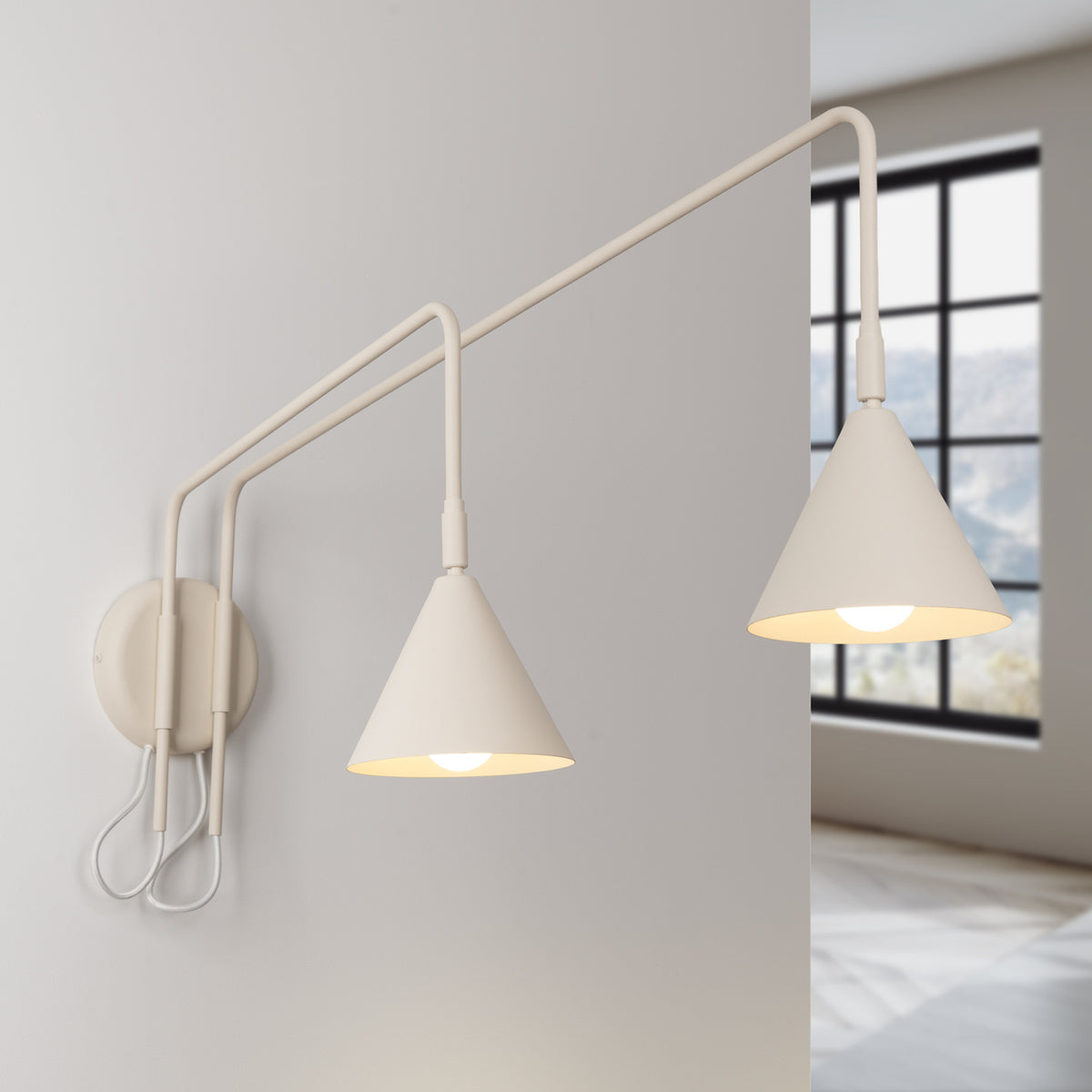 Wall lamp NOX 2 beige with a switch