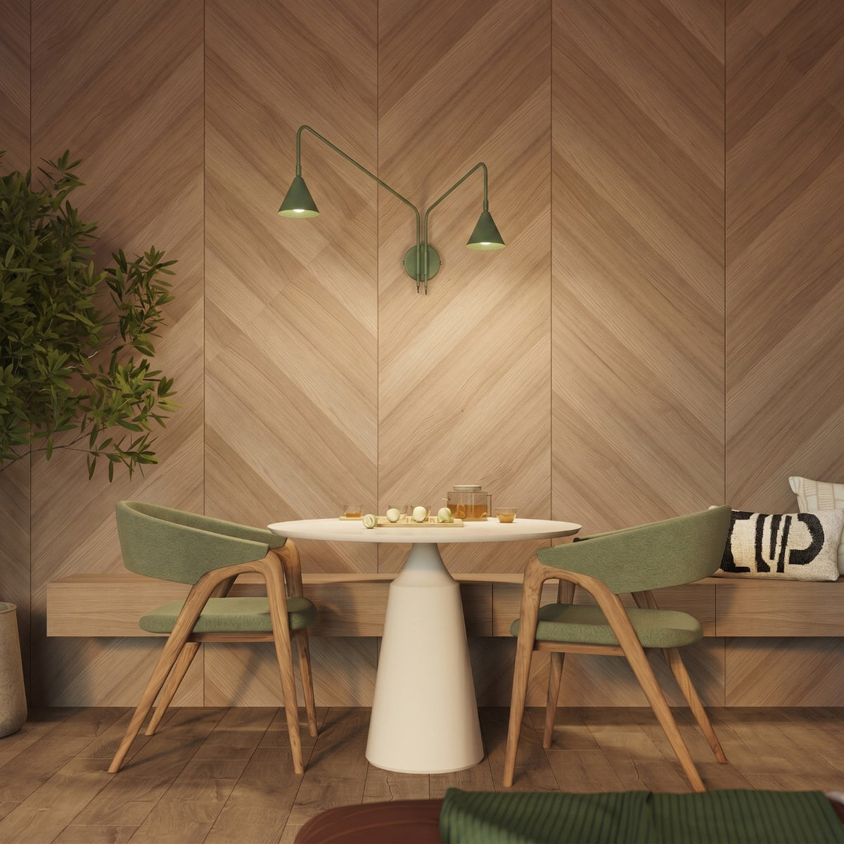 Wall lamp NOX 2 olive green with a switch