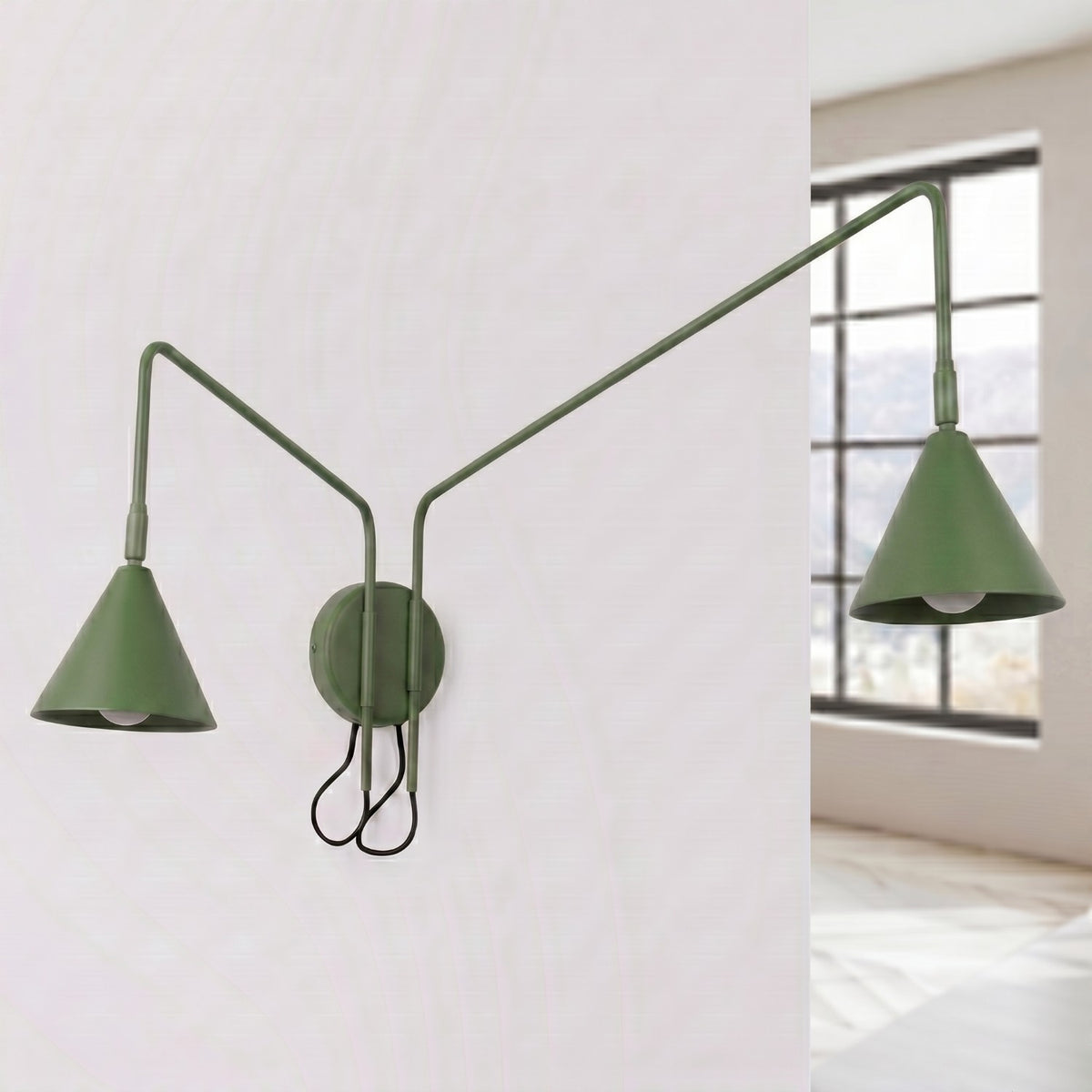 Wall lamp NOX 2 olive green with a switch