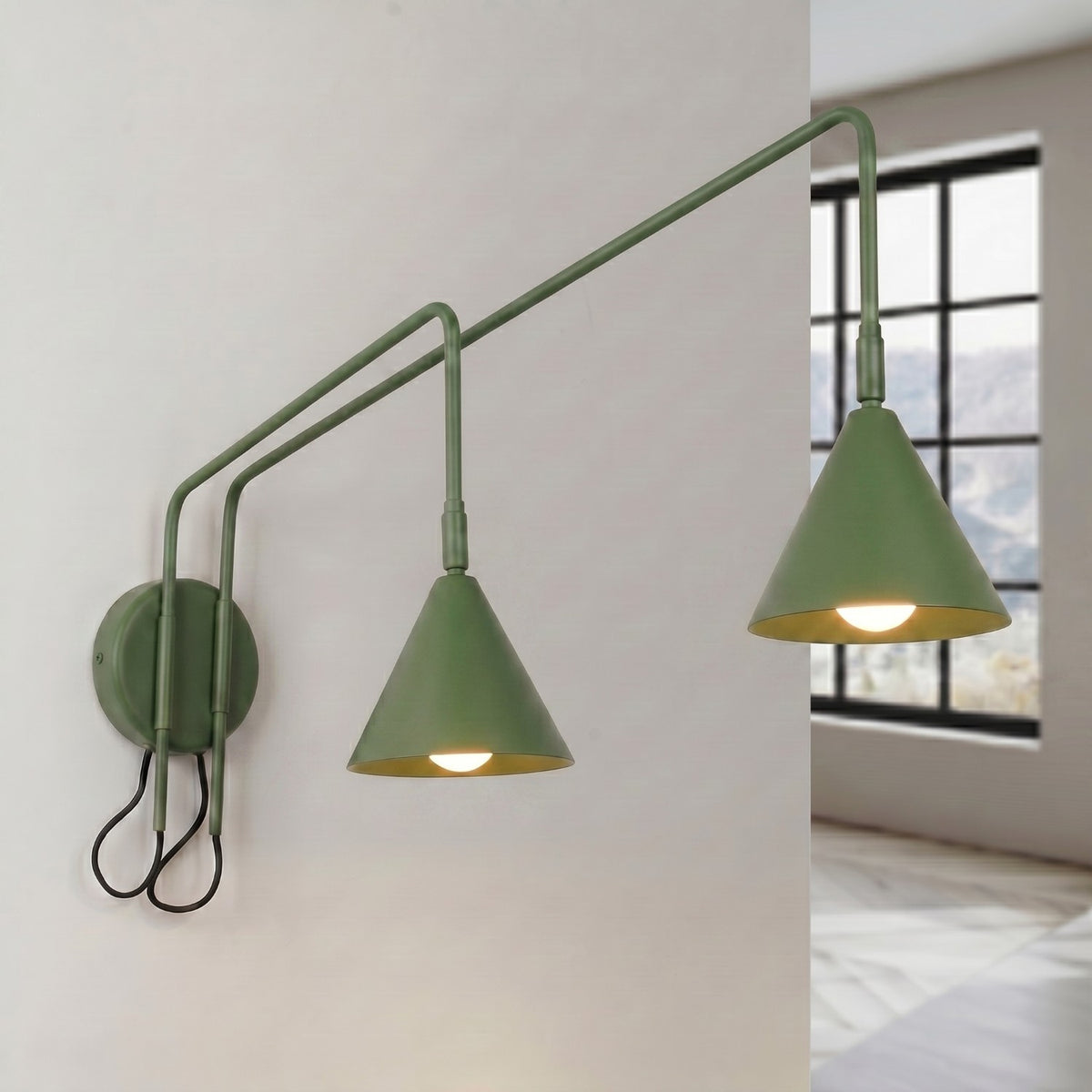 Wall lamp NOX 2 olive green with a switch