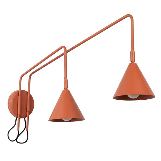 Wall lamp NOX 2 red ochre with a switch