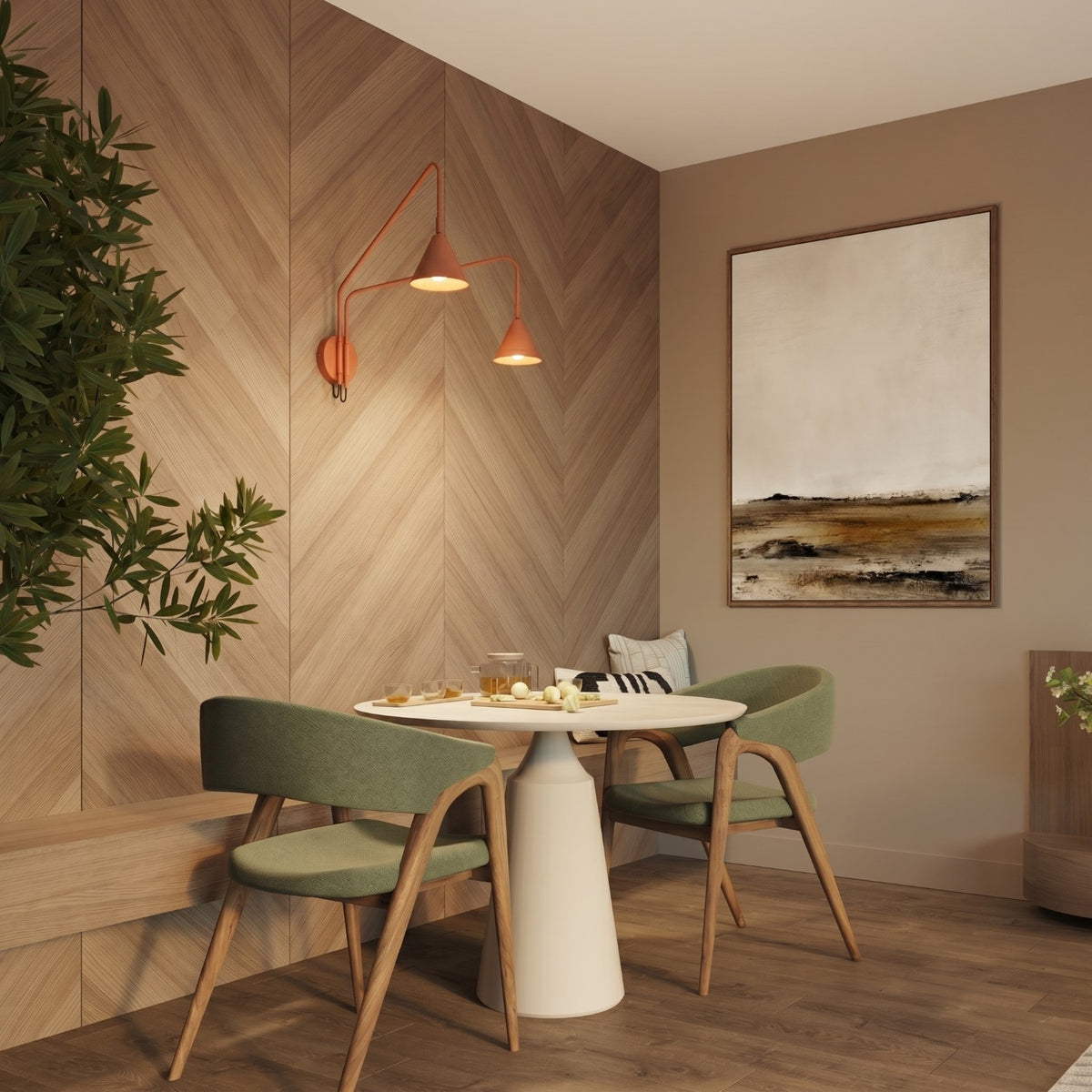 Wall lamp NOX 2 red ochre with a switch
