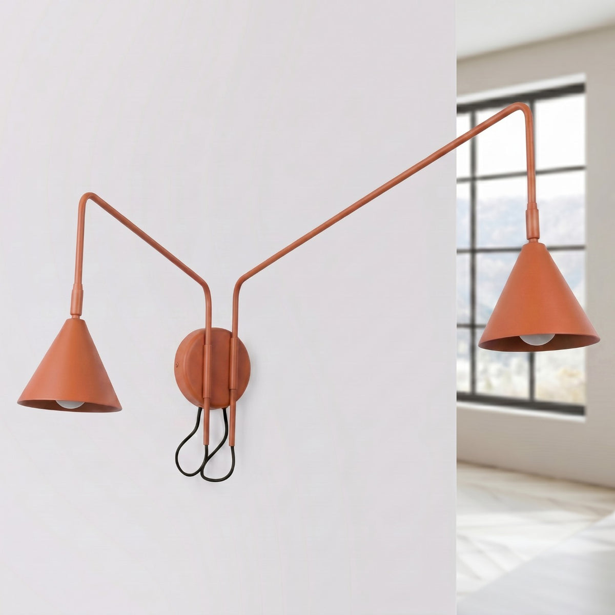 Wall lamp NOX 2 red ochre with a switch