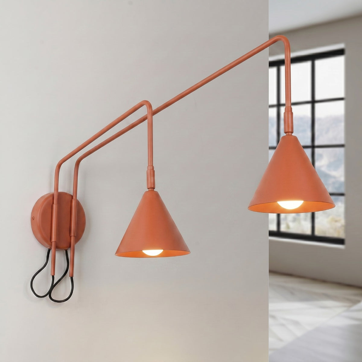 Wall lamp NOX 2 red ochre with a switch
