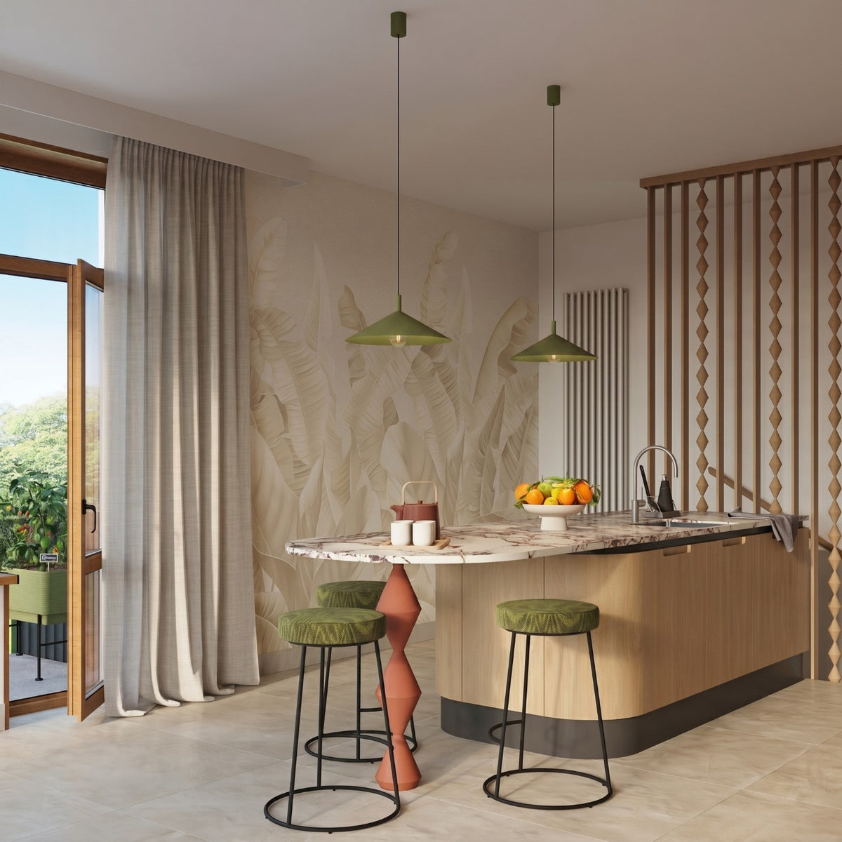 Pendant lamp NOX 40 olive green