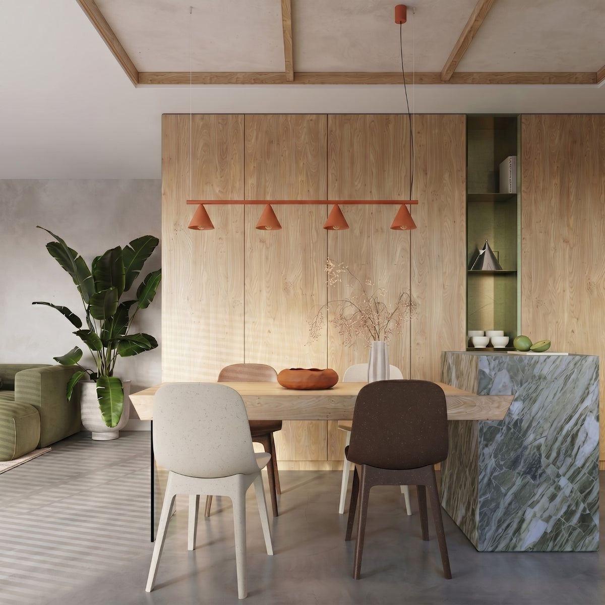 Chandelier NOX 4L red ochre